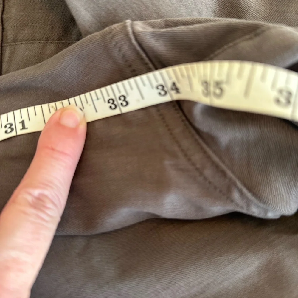 Cosmic Blue Love | Gray/Brown High Rise Cotton Blend Bootcut Jeans, Size 32T - Picture 8 of 9